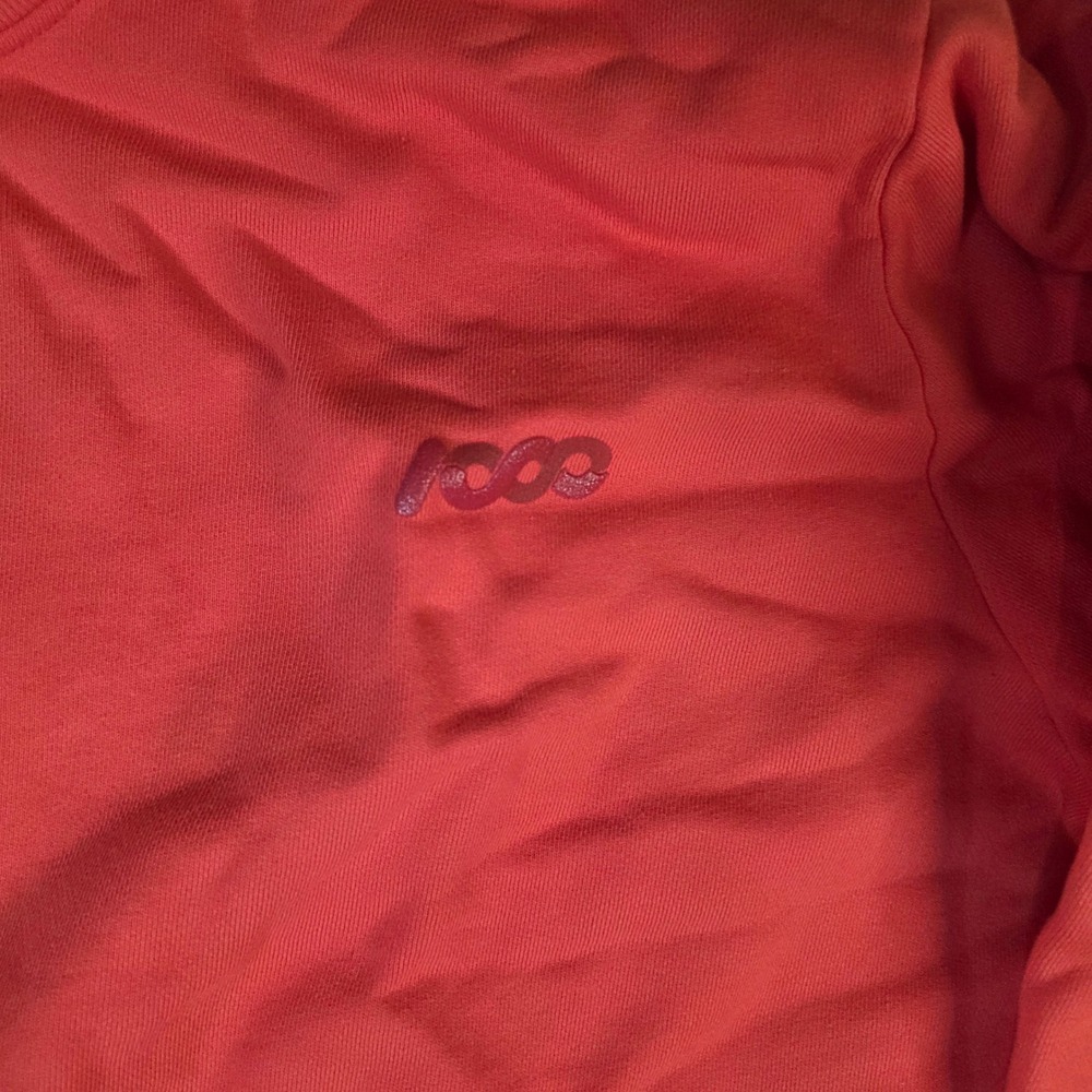 Peloton Mens 1000 Rides Milestone Crewneck Sweatshirt Red Orange Size L USA Made - Picture 2 of 10